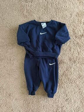 Nike Navy and White Toddler Sweatshirt & Joggers Set